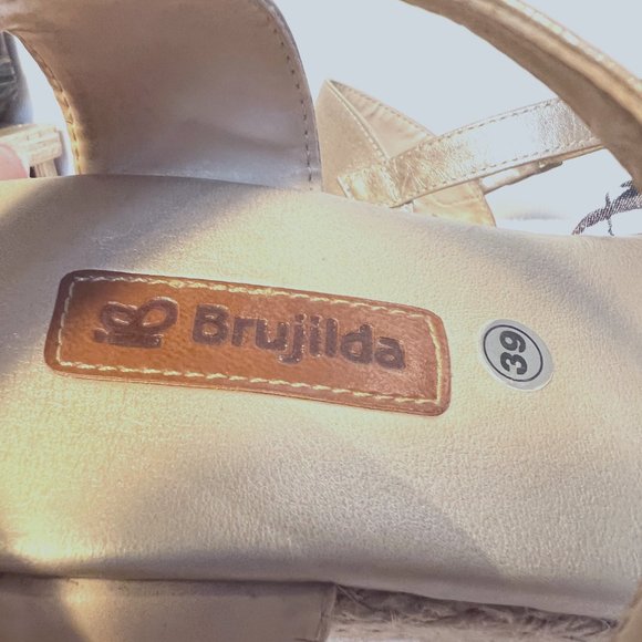 Brujilda Handmde Leather/Espadilas/Sandals-Columbia-Sz 39 (US 8) Spring-Gold - Picture 7 of 15